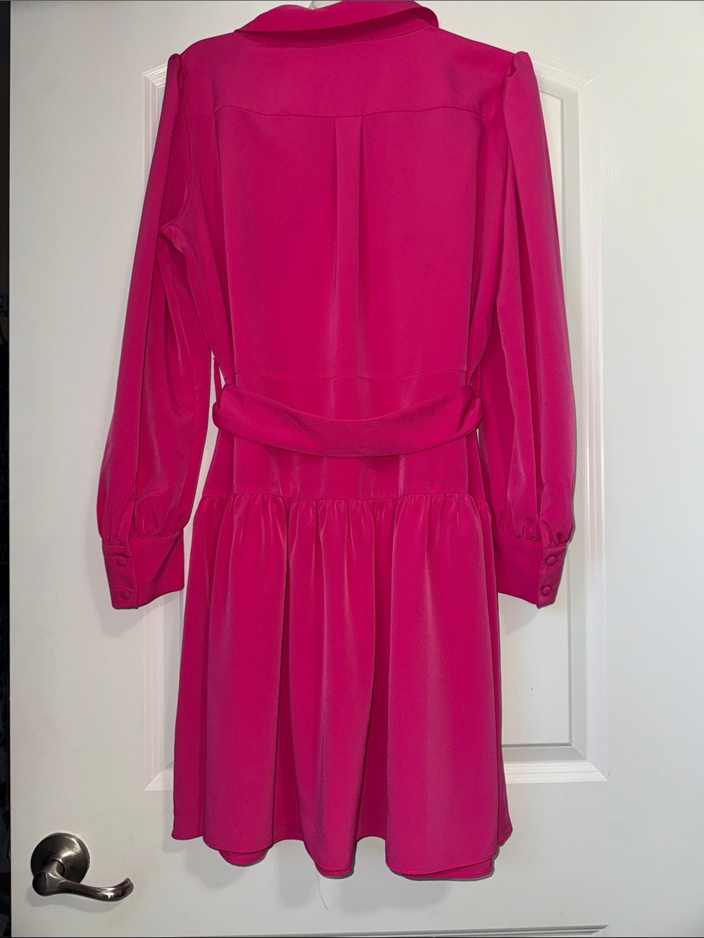 Karl Lagerfeld Hot Pink Long Sleeve Belted Dress - Picture 6 of 16